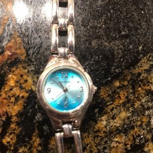 Baby Blue Womens silver Fossil Watch